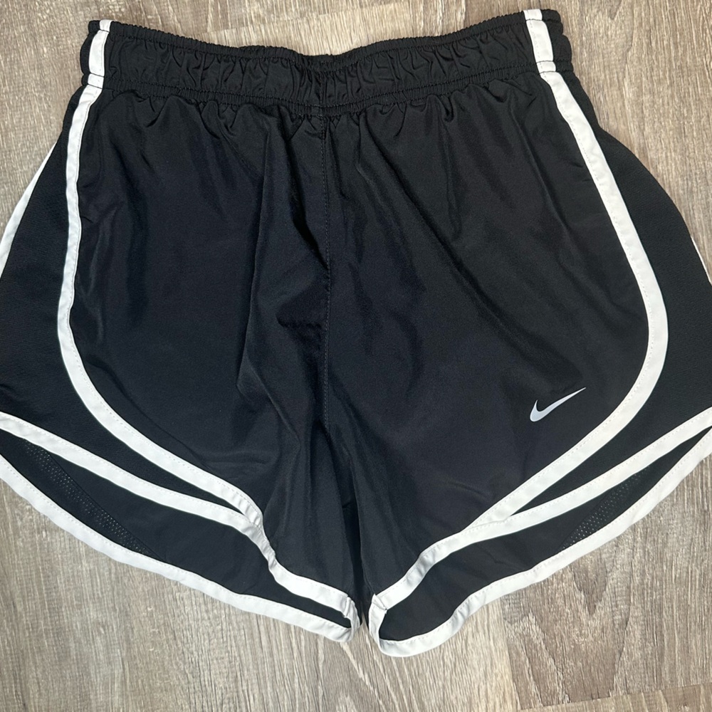 Nike Black and White Athletic Shorts with Dolphin Hem